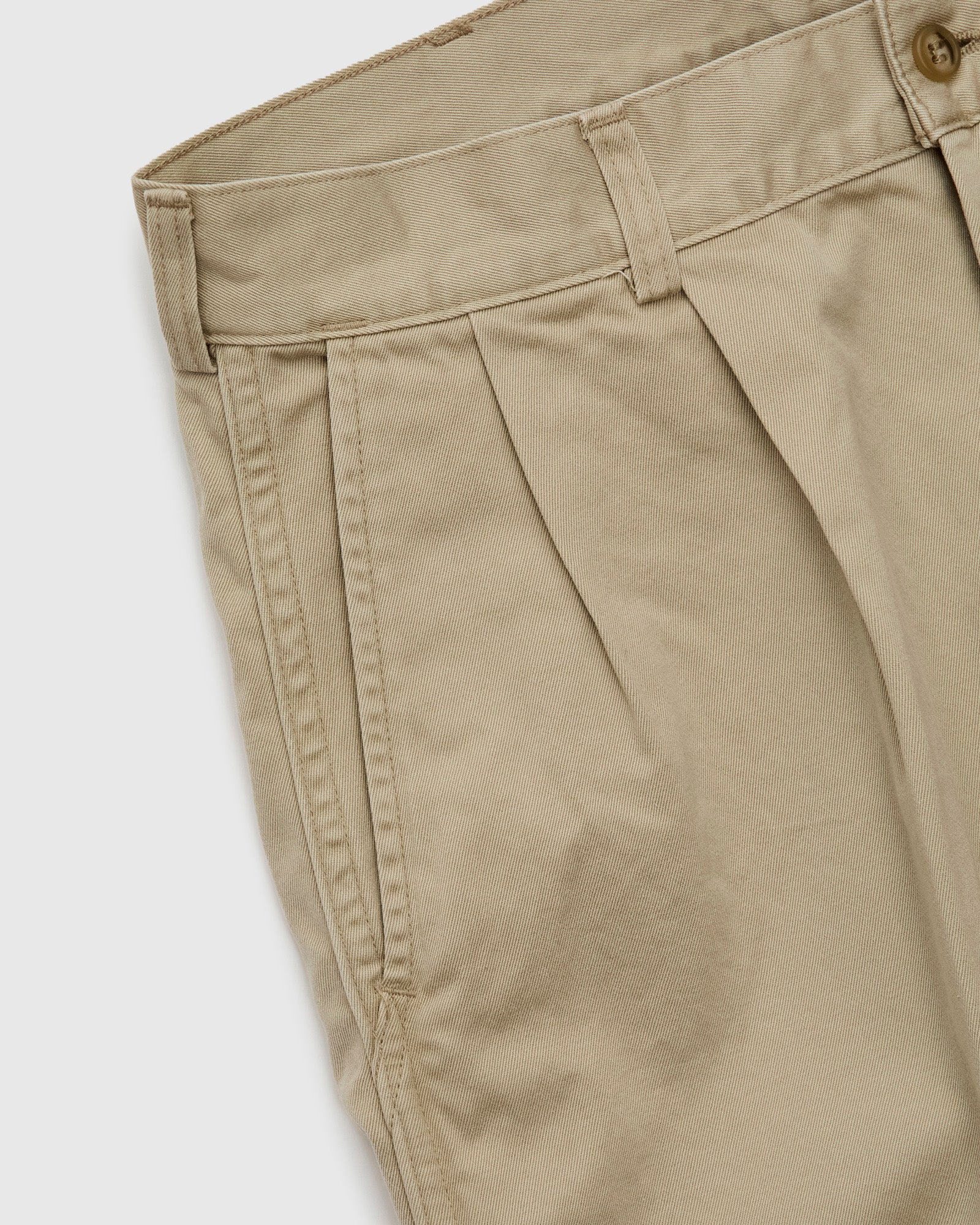 Two Tuck Wide Trousers in Khaki - Image 4