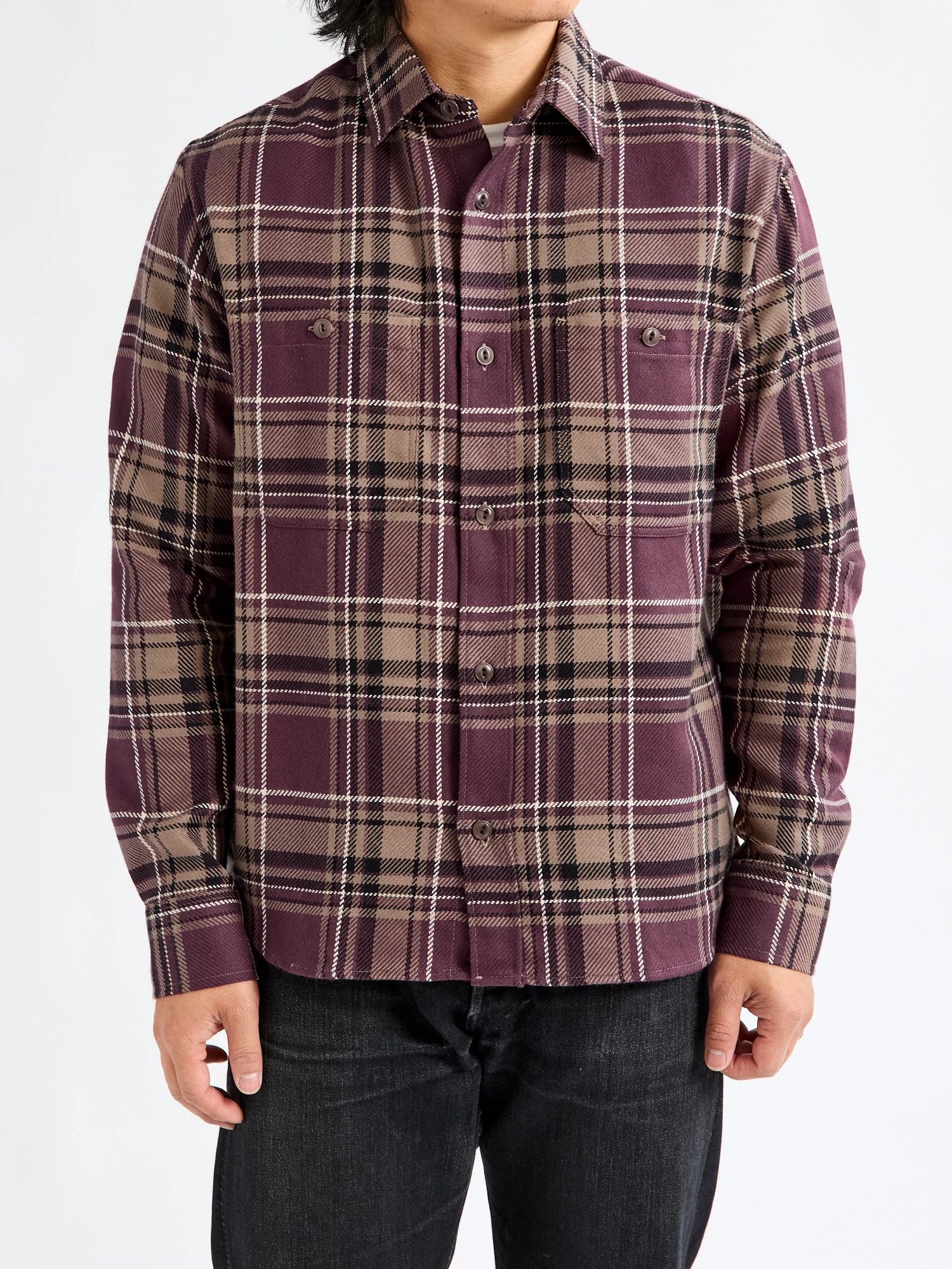 Utility Flannel in Burgundy Oak Plaid - Image 2