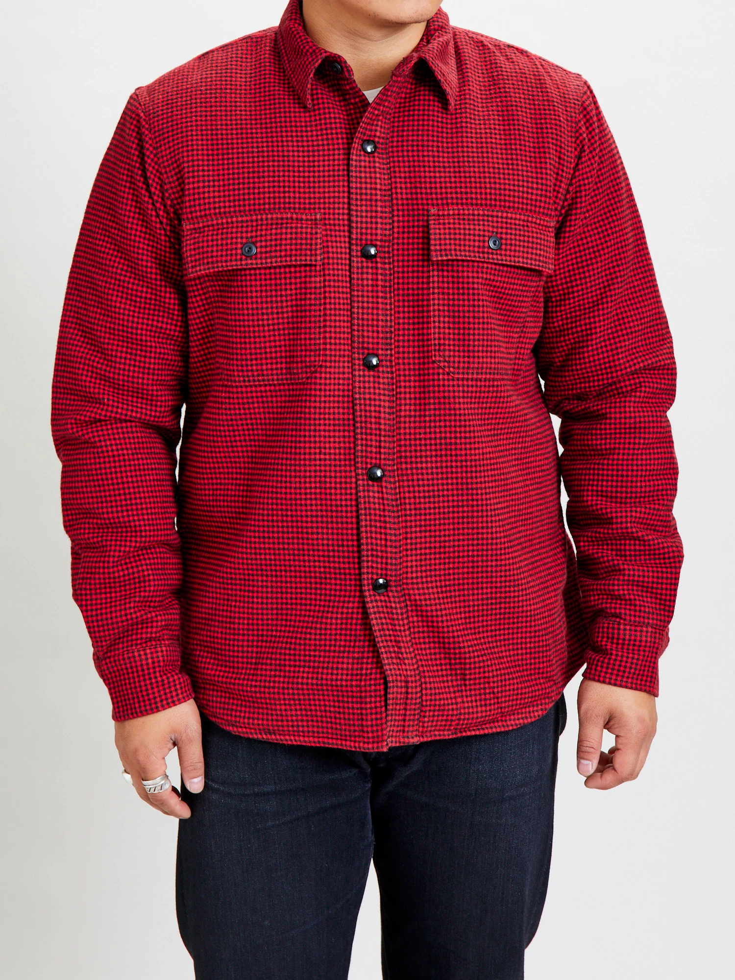 Vermont Lined Overshirt in Red Black - Image 2