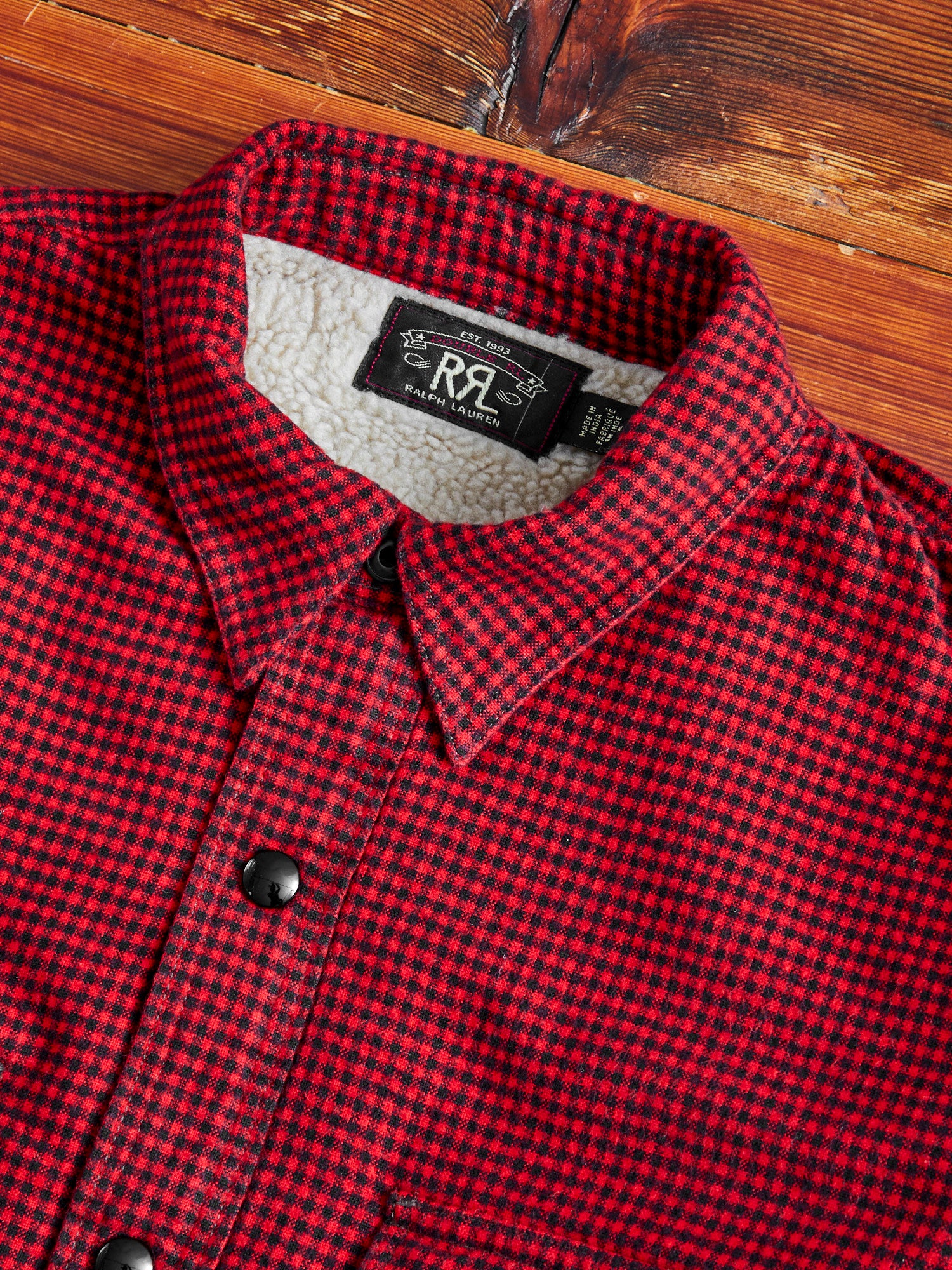 Vermont Lined Overshirt in Red Black - Image 3