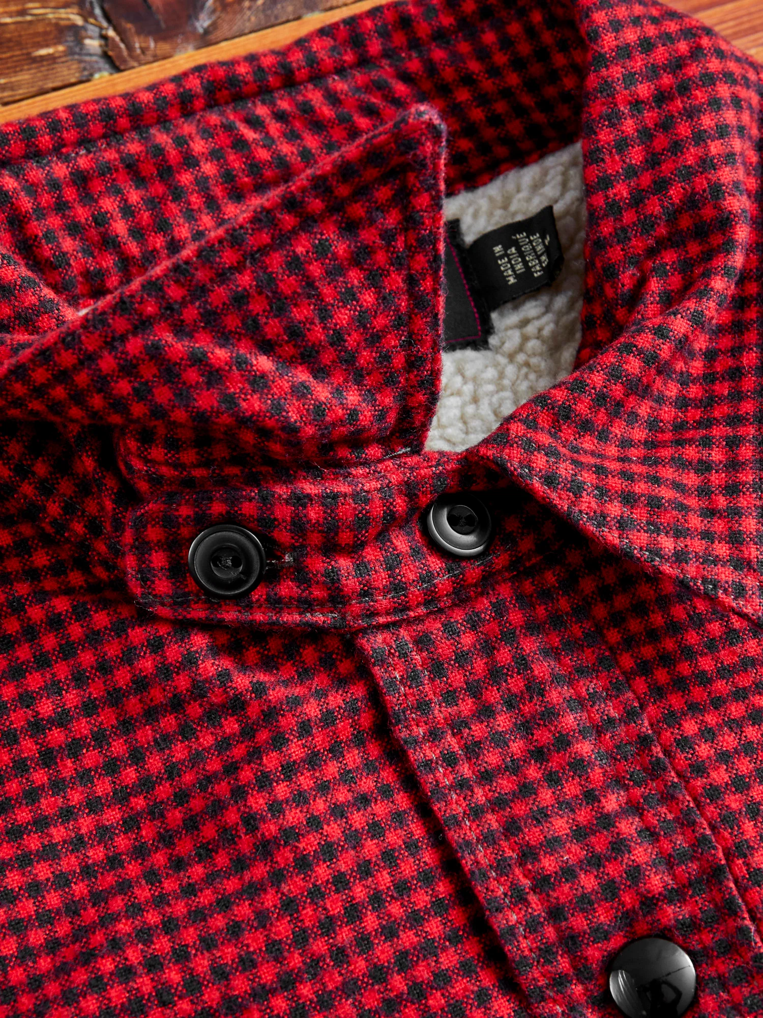 Vermont Lined Overshirt in Red Black - Image 7