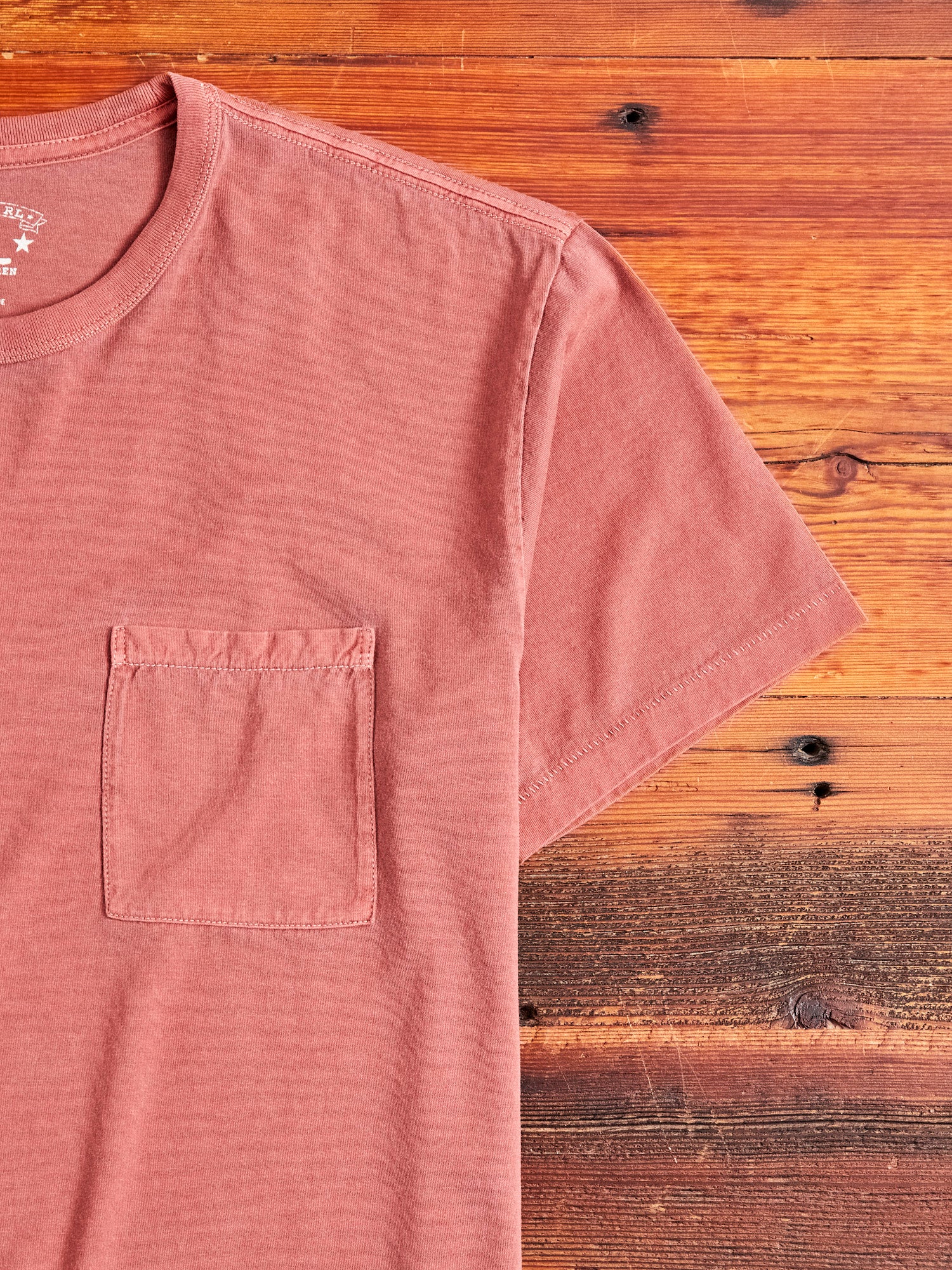 Vintage Knit Pocket T-Shirt in Red - Image 4