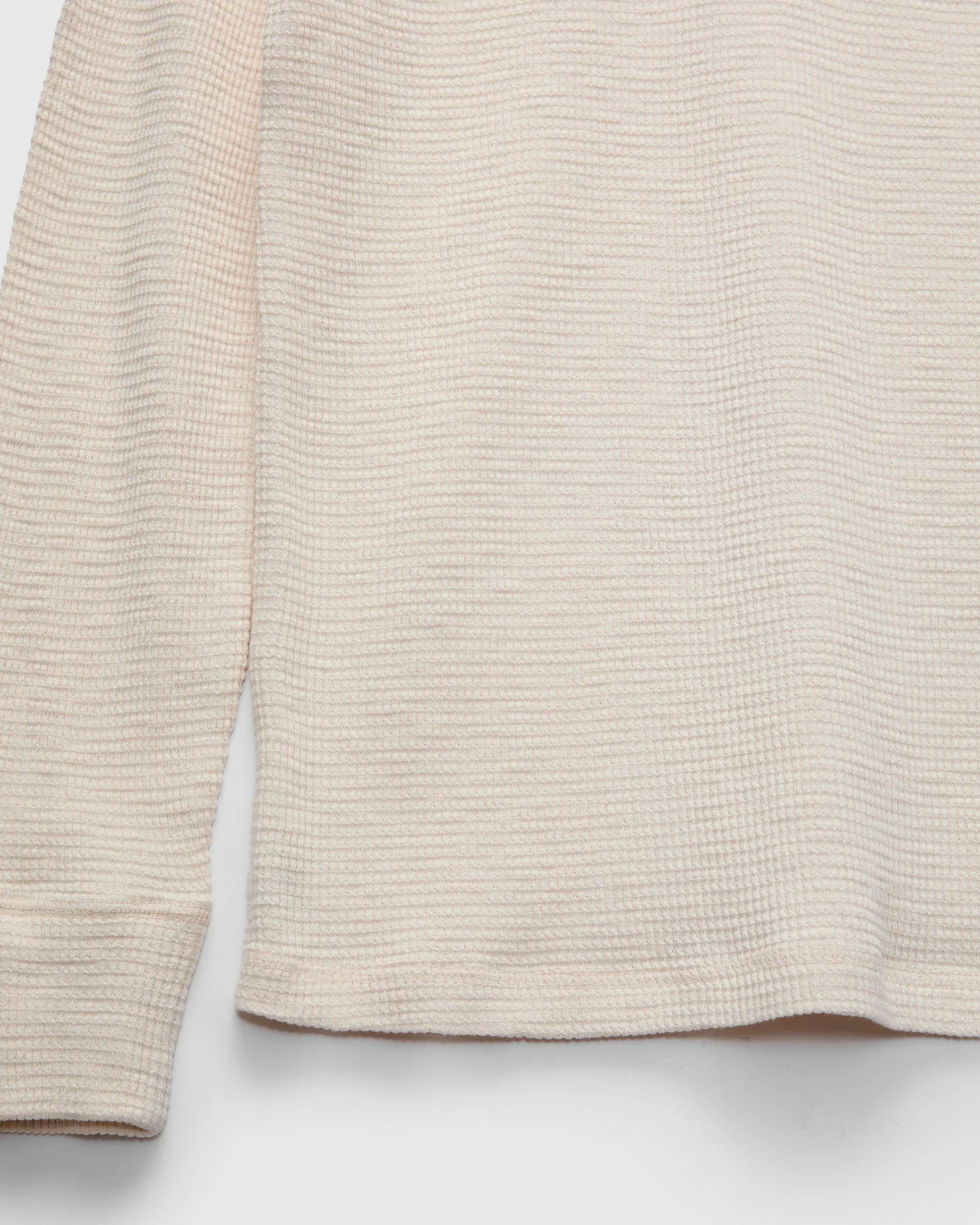 Waffle-Knit Long-Sleeve Henley in Paper White - Image 5
