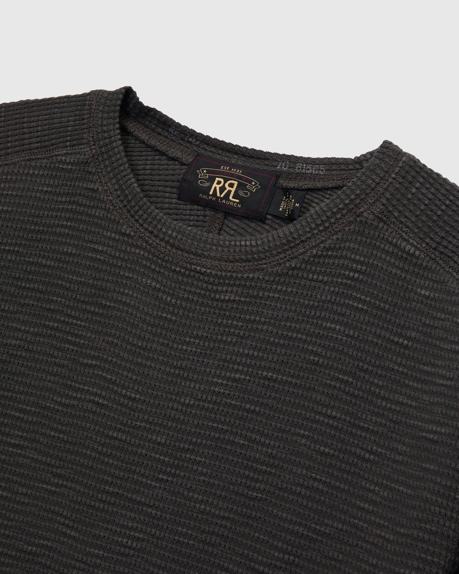 Waffle-Knit Thermal Long-Sleeve in Faded Black - Image 4