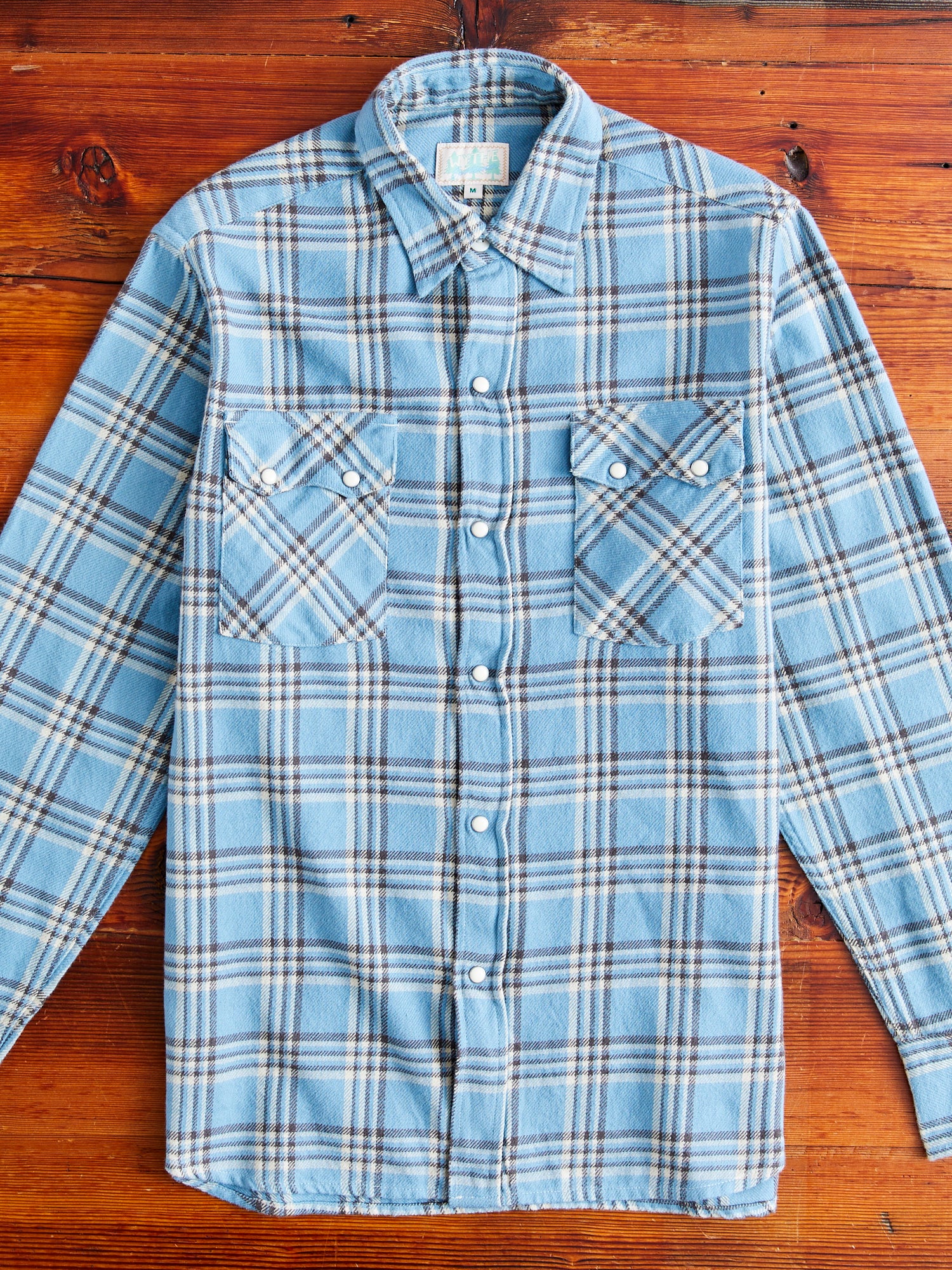 Washed Flannel Pearl Snap Shirt in Rogue River