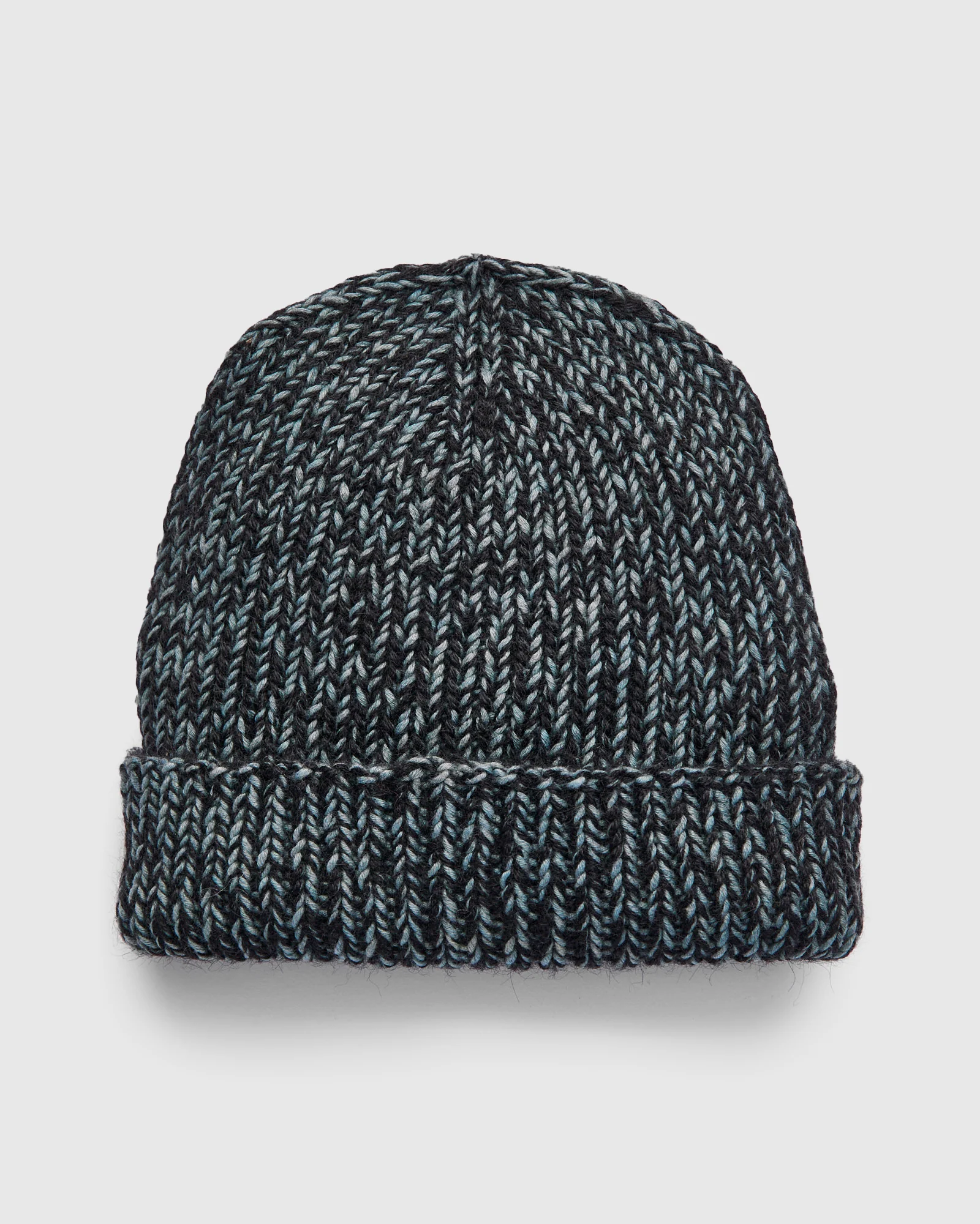 Watch Cap in Black Alpaca/Teal Cotton - Image 3