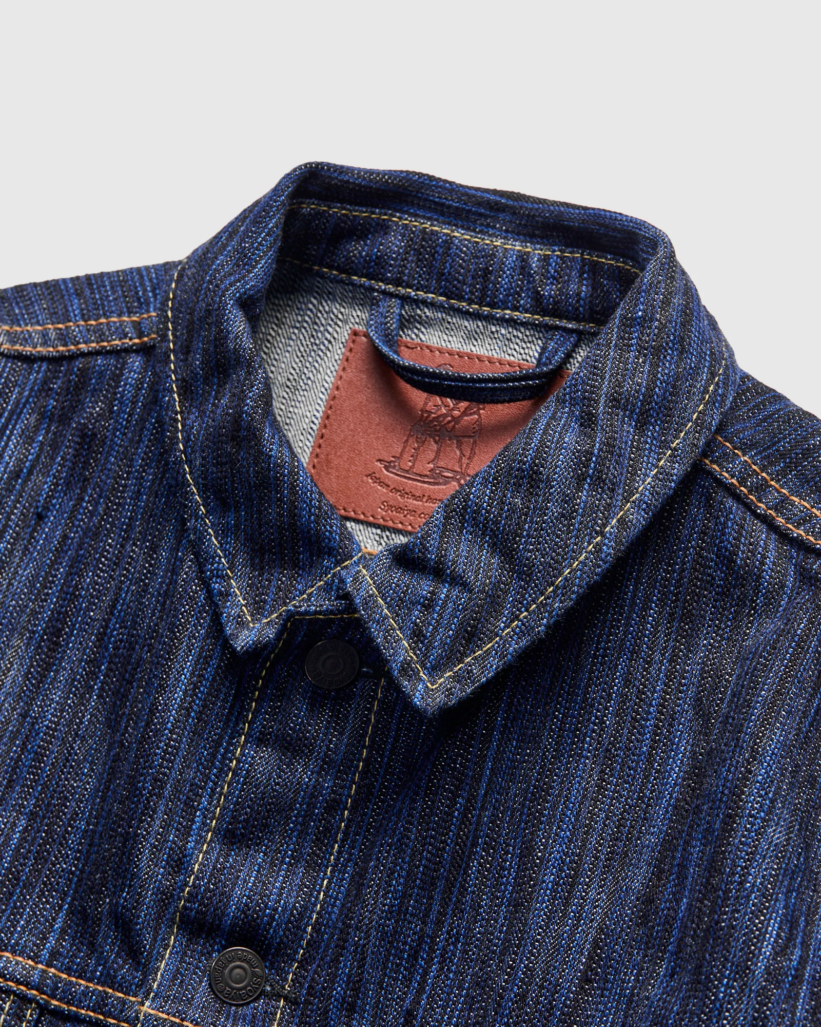 "Dark Waterfall" 14.5oz Type-3 Denim Jacket in Indigo - Image 5