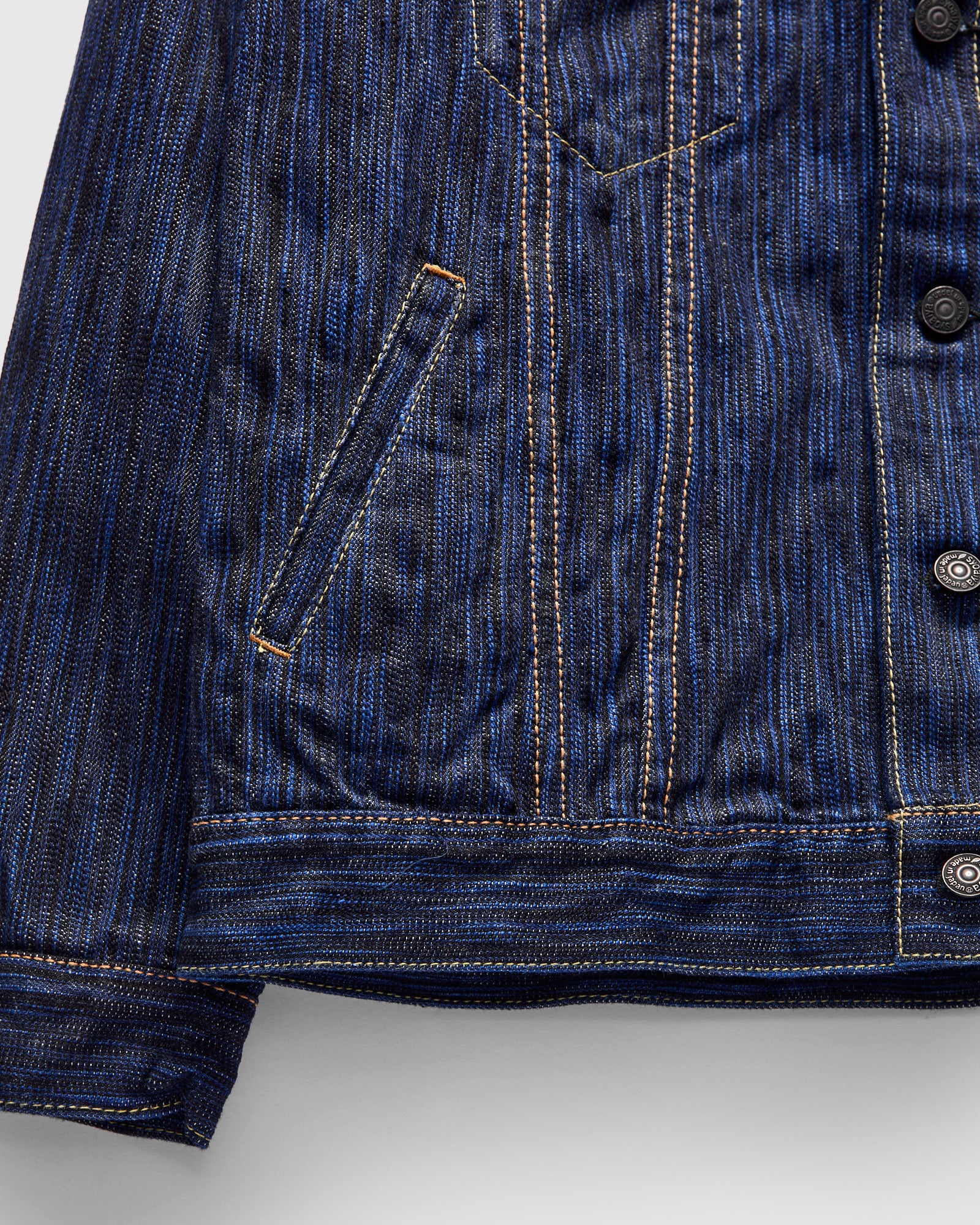 "Dark Waterfall" 14.5oz Type-3 Denim Jacket in Indigo - Image 8