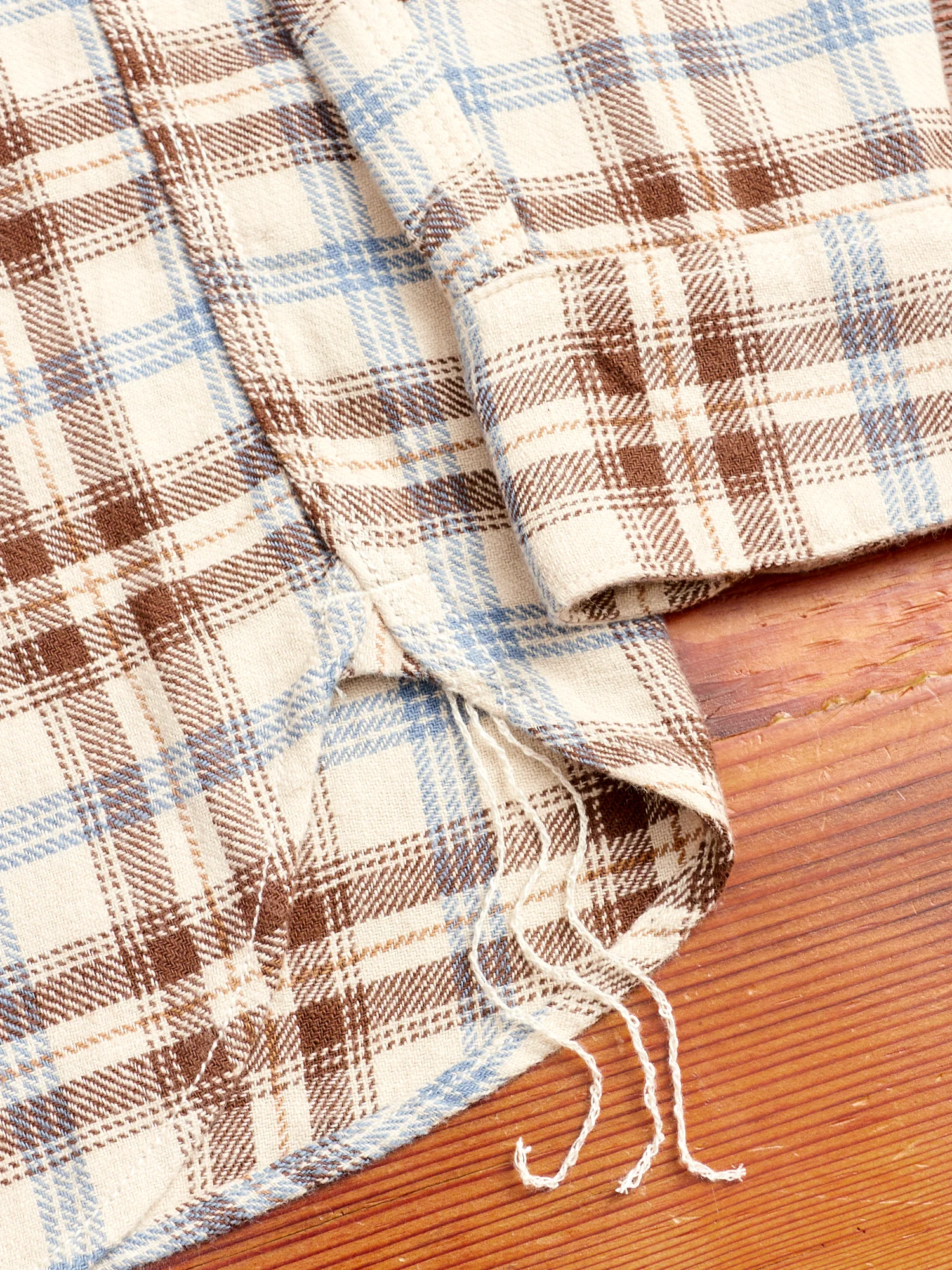 Wells Work Shirt in Cream Plaid - Image 7