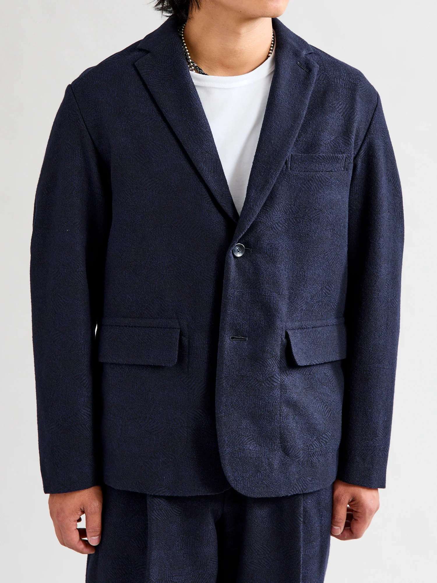 Wind Flow Jacquard 2B Jacket in Dark Navy - Image 2