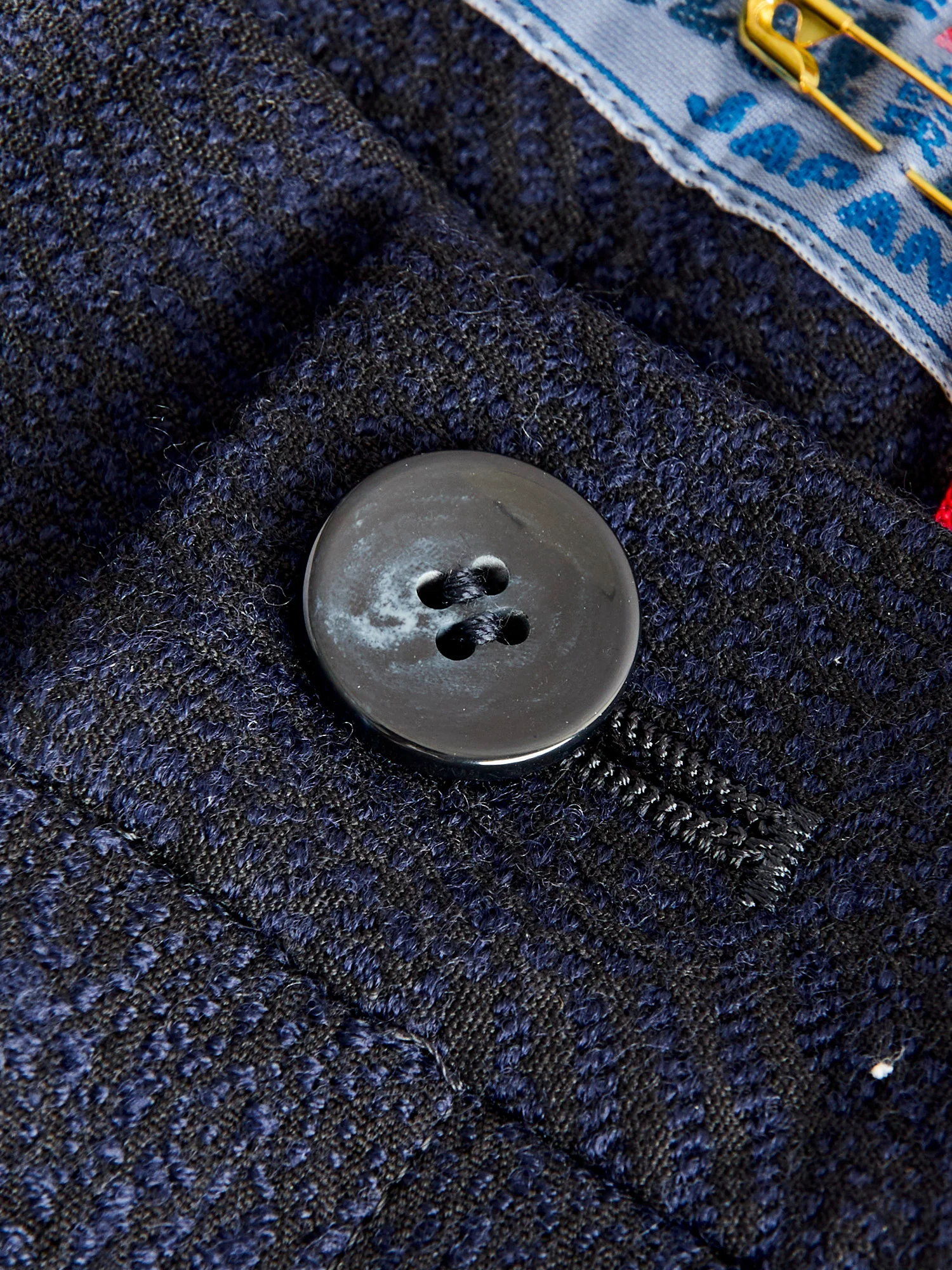 Wind Flow Jacquard Tucked Trousers in Dark Navy - Image 7