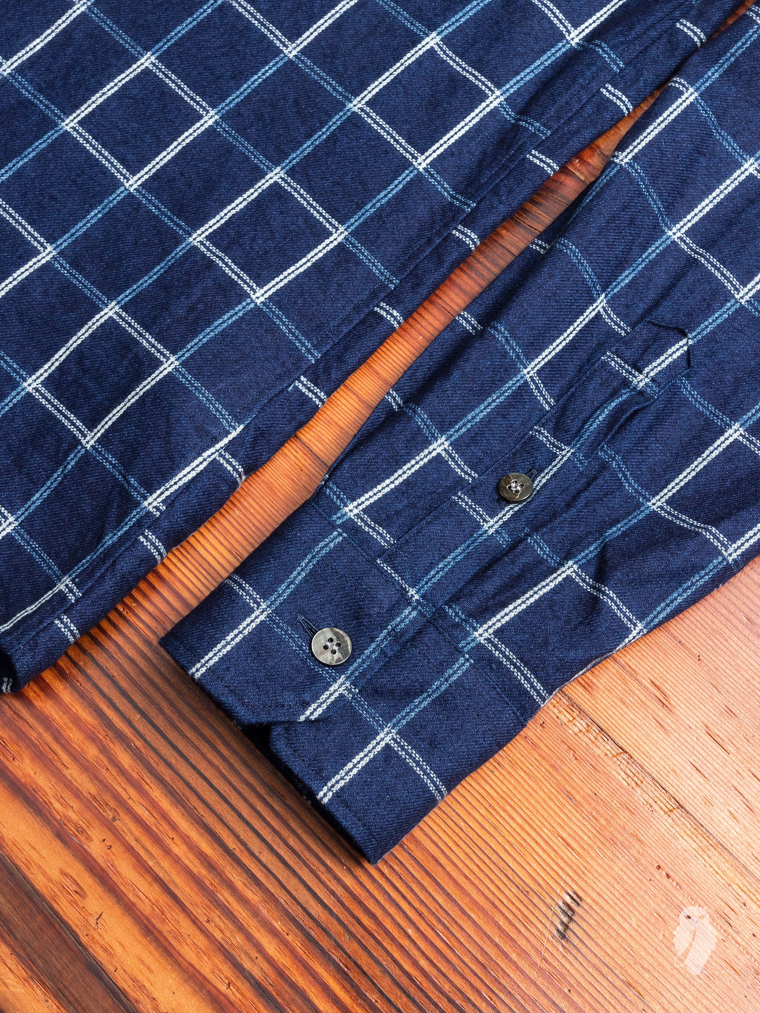 Windowpane Flannel Button-Down Shirt in Indigo - Image 6