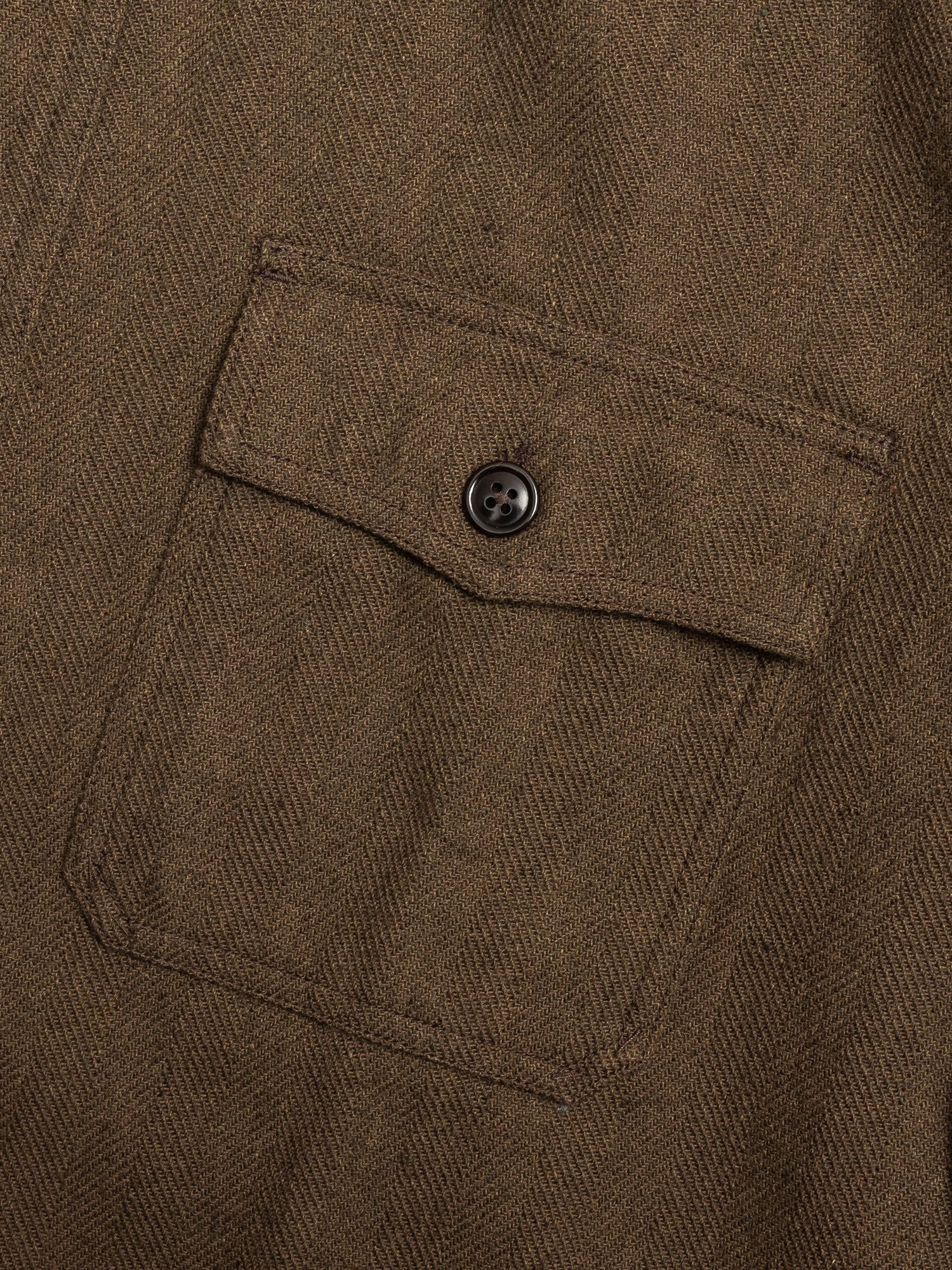 Wool HBT Work Shirt in Olive - Image 3