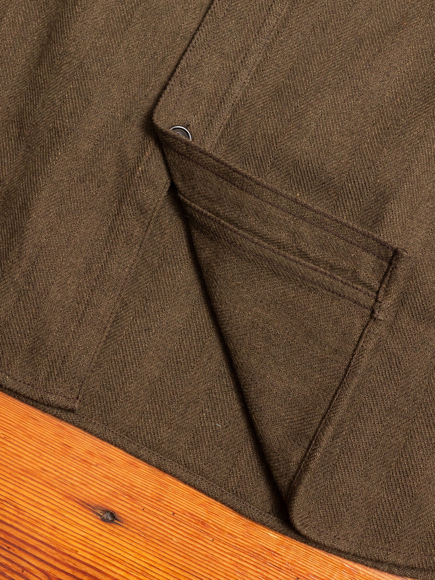 Wool HBT Work Shirt in Olive - Image 6