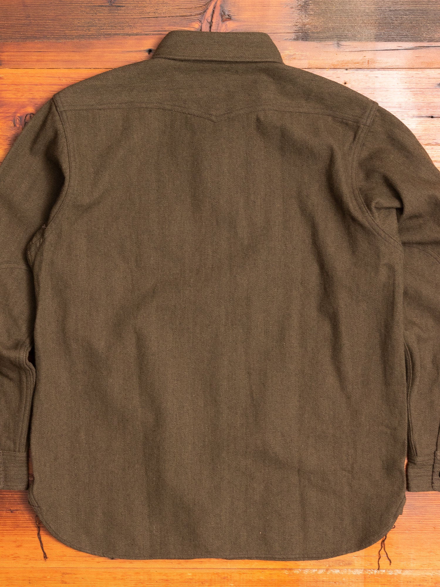 Wool HBT Work Shirt in Olive - Image 8