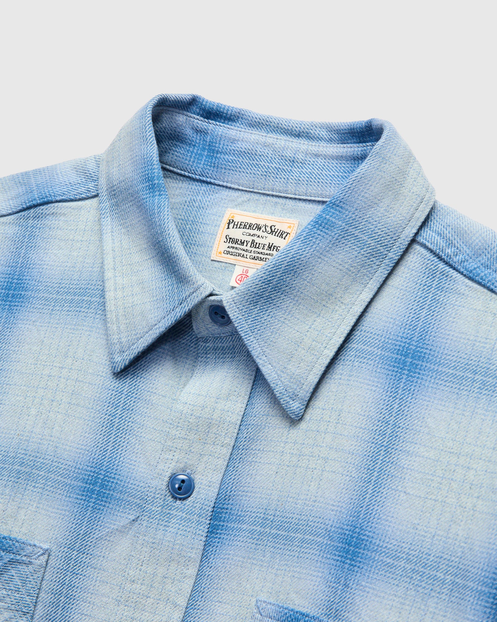 Yarn Dyed Flannel Shirt in Indigo Sax - Image 4