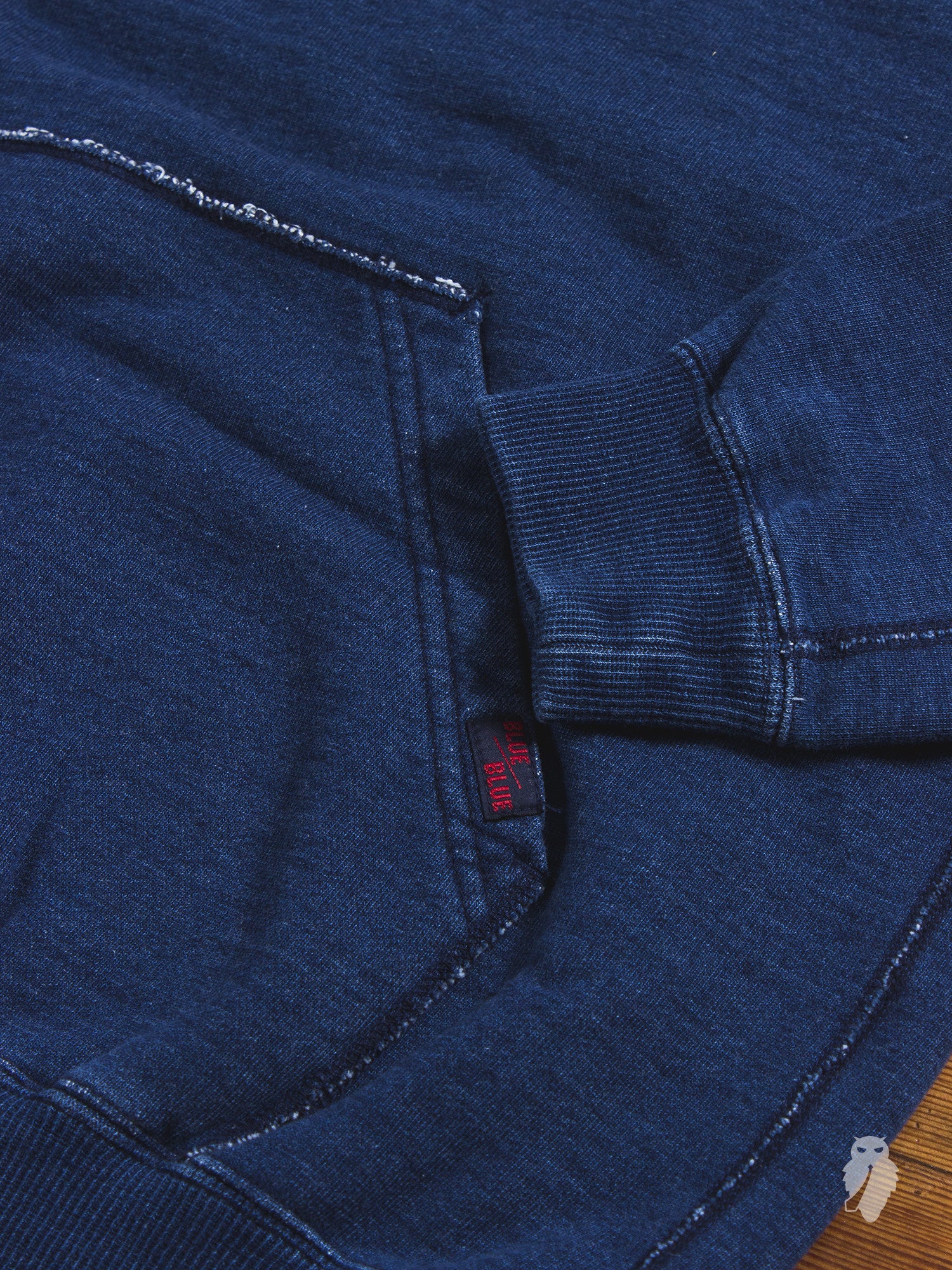 Yarn-Dyed Pullover Hoodie in Dark Indigo - Image 4