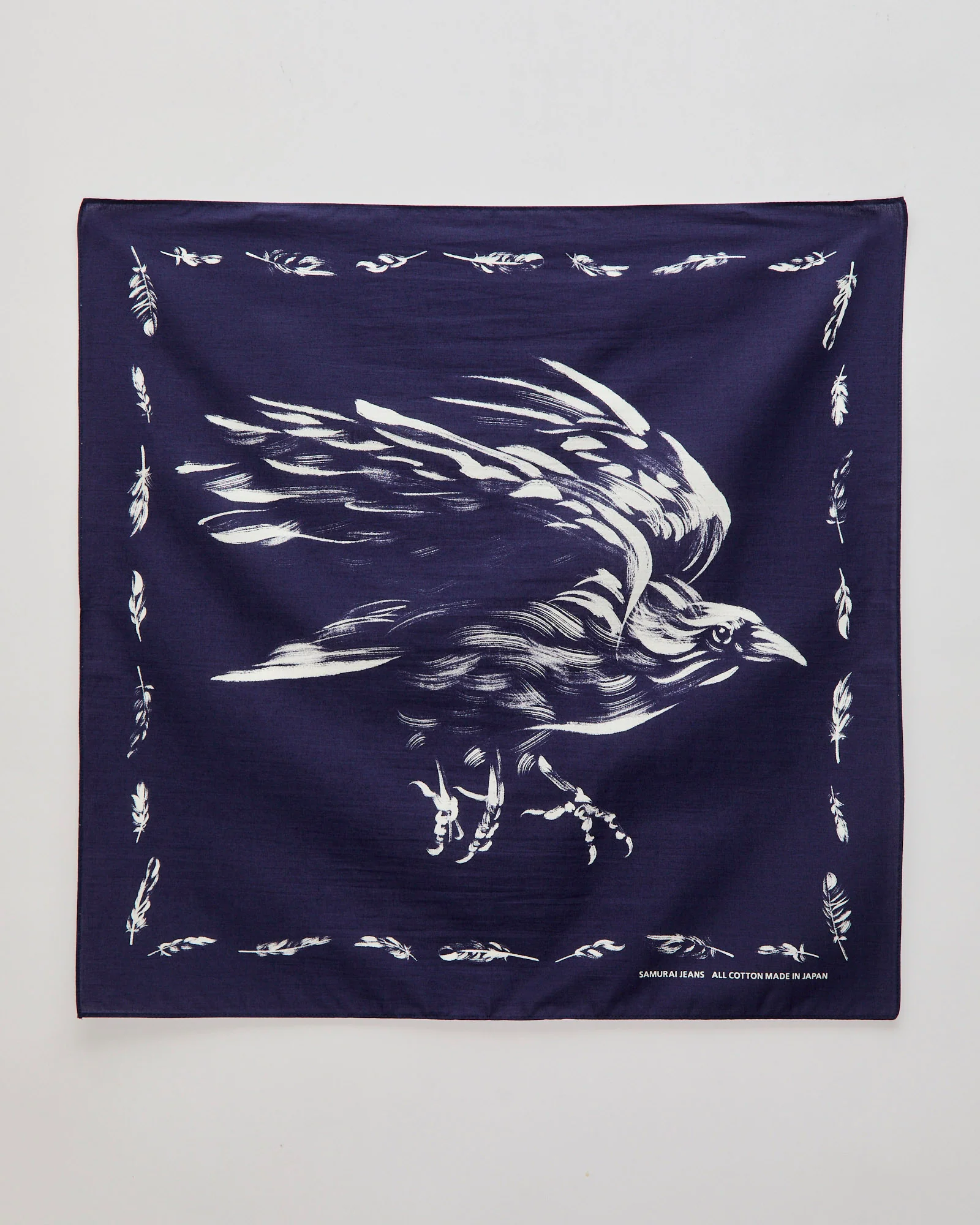 "Yatagarasu" Selvedge Bandana in Blue